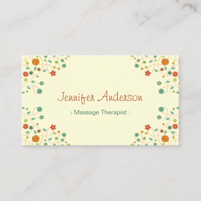 Carte De Visite Massage Therapist - Chic Nature Design (Devant)