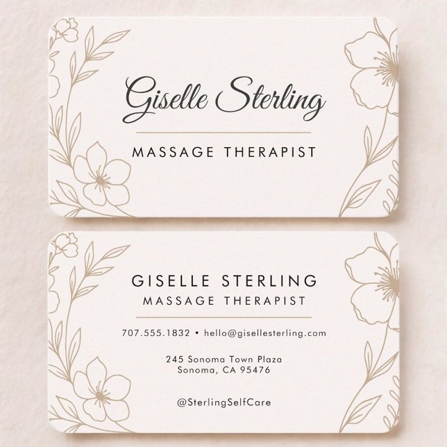 Carte De Visite Massage Therapist Floral (Créateur téléchargé)