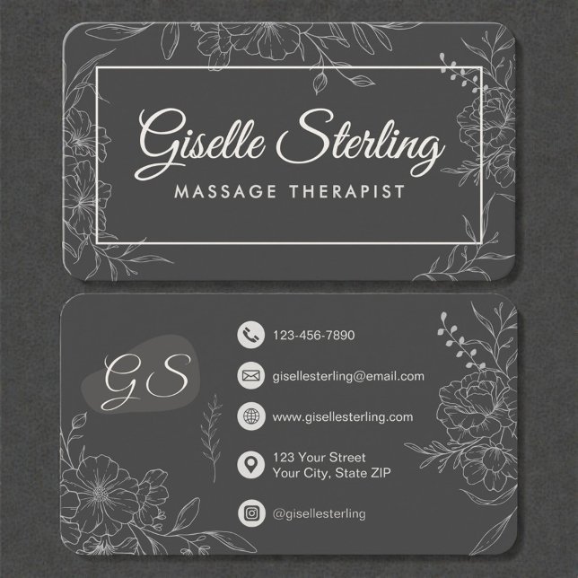 Carte De Visite Massage Therapist Floral (Créateur téléchargé)
