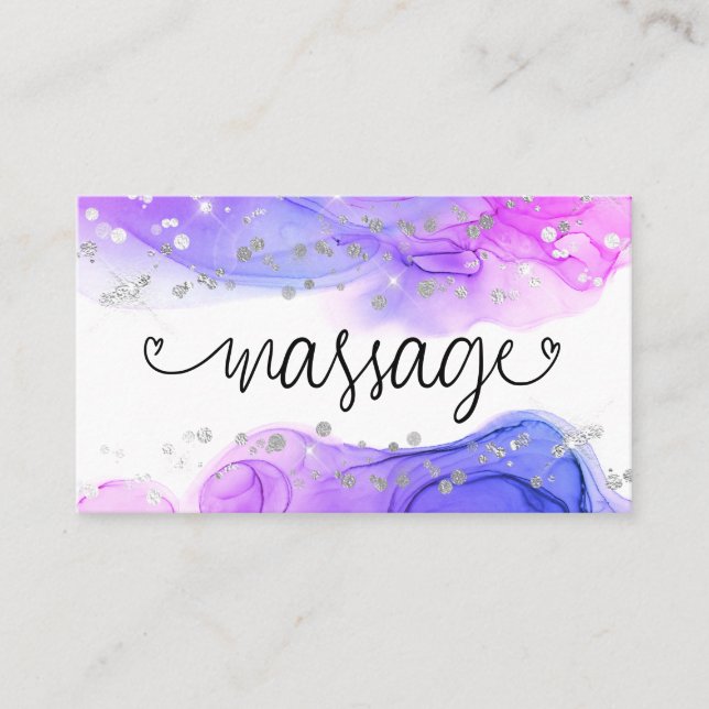 Carte De Visite ** Massage Therapist Parties scintillant des coeur (Devant)