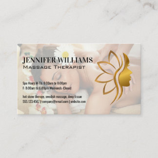 Carte De Visite Massage Therapist | Relaxation Spa Beauty
