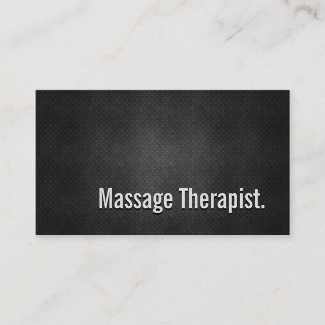 Carte De Visite Massage Thérapiste Cool Métal Noir Simplicité (Devant)