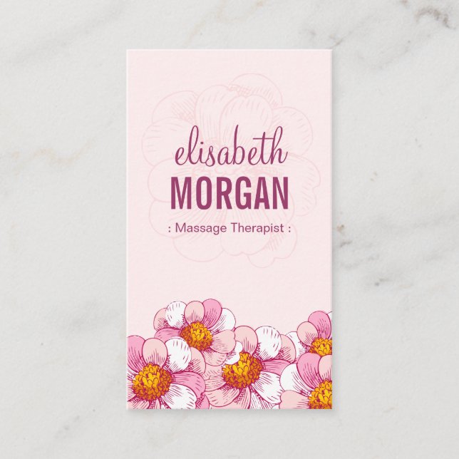 Carte De Visite Massage-Thérapiste - Fleurs de Boutique Rose (Devant)