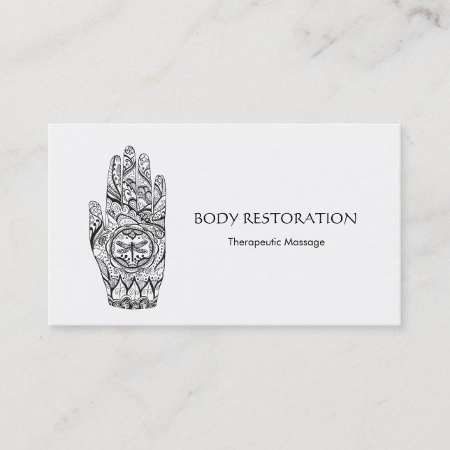 Carte De Visite Massage Thérapiste Henné Dragonfly Tattoo main 7 (Devant)