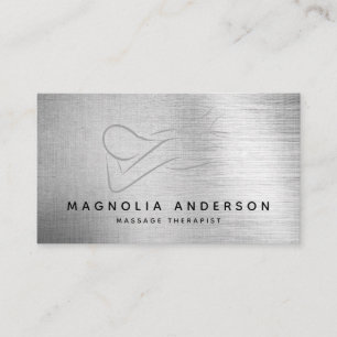 Carte De Visite Massage Thérapiste Huile d'Argent Métal brossé