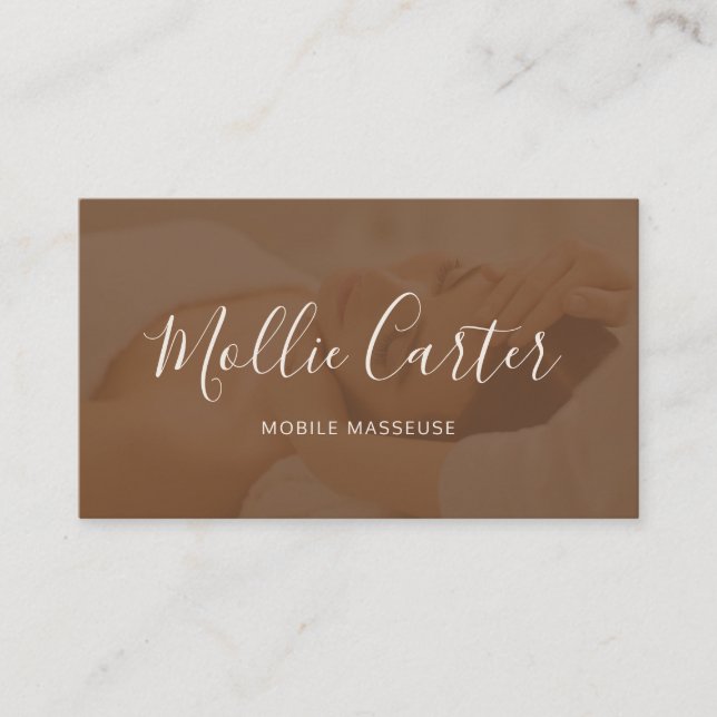 Carte De Visite Massage Thérapiste Mobile Masseuse Calme Brown (Devant)