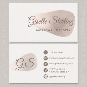 Carte De Visite Massage Thérapiste Rose Gold Foil Blush Beauté