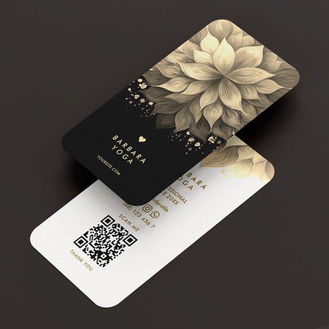 Carte De Visite Massage Thérapiste Spa Élégant noir blanc Lotus (Massage Therapist Spa Elegant Black White Lotus Business Card
)