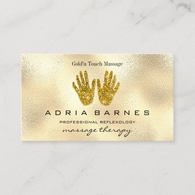 Carte De Visite MassageThérapie Réflexologie Mains Reiki Rose Gold (Devant)