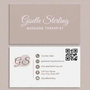 Carte De Visite Massothérapeute Blush Mauve Elegant QR Code