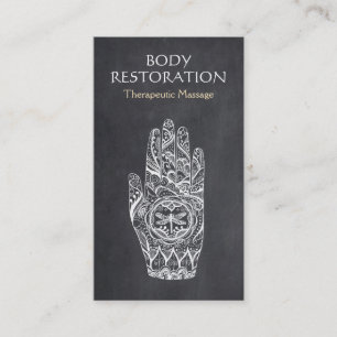 Carte De Visite Massothérapeute Logo Henné Dragonfly Tattoo main