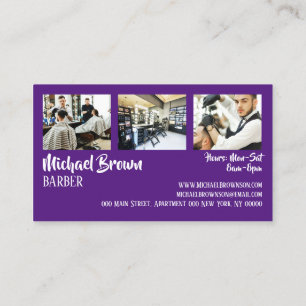 Carte De Visite Mât de barbier encadré de photo violet