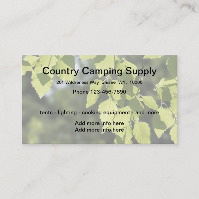 Carte De Visite Matériel De Camping Et Fournitures SU (Devant)