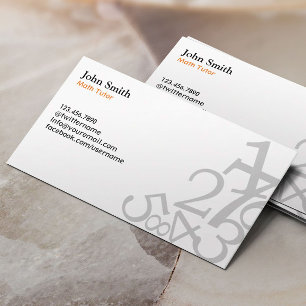 Carte De Visite Math Tutor Nombre simple Enseignant Plain