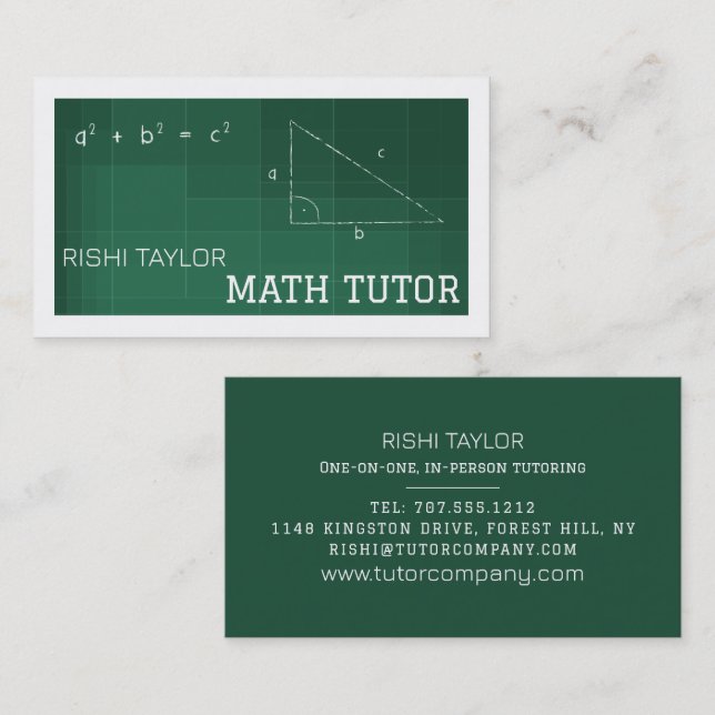 Carte De Visite Mathématique Chalkboard, Math Tutor, Enseignant (Devant / Derrière)