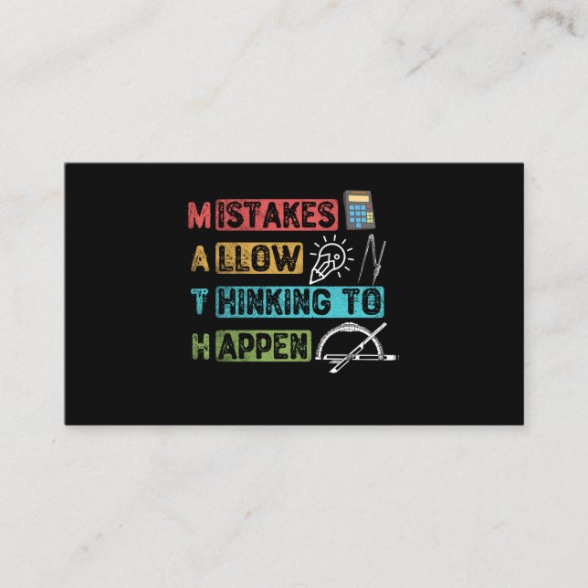 Carte De Visite Maths marrantes. Les Erreurs Permettent De Penser  (Devant)