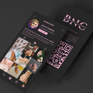Carte De Visite Matrice esthétique Black Pink Nail Tech Beauté Gri