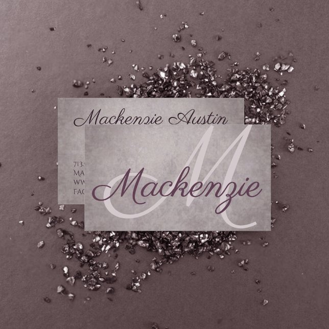 Carte De Visite Matte de quartz rose | Monogramme rose Dusty Mauve (Créateur téléchargé)