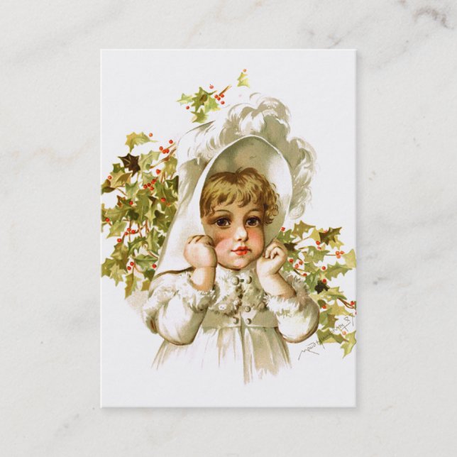 Carte De Visite Maud Humphrey : Fille d'automne avec le houx (Devant)