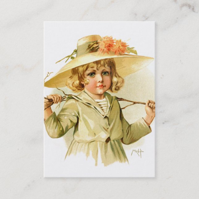 Carte De Visite Maud Humphrey : Fille d'hiver avec la branche (Devant)