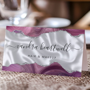 Carte De Visite Mauve Agate Parties scintillant Argent Luxe