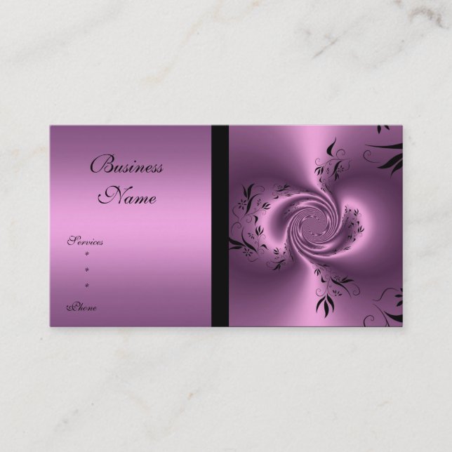 Carte de visite Mauve & Black Floral Abstrait (Devant)