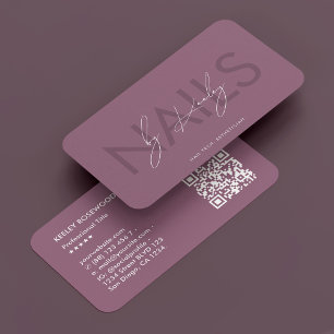 Carte De Visite Mauve Dusty Nail Technicien Manicuriste Minimal