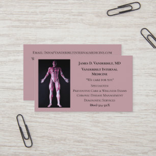 Carte De Visite Mauve Internist DR Corps humain Médecine interne