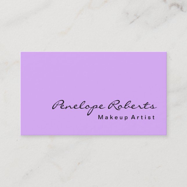 Carte De Visite Mauve Mallow Pink Maquillage Artiste Calligraphie (Devant)