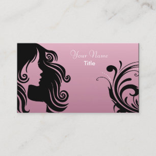 Carte De Visite Mauve rose du coiffeur   de femme de silhouette