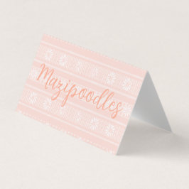 Carte De Visite MAZIPOODLES Floral Striped Ribbed Knitting Name