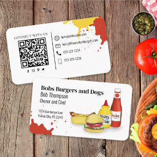 Carte De Visite Me connecter QR Code Simple Hamburger Hotdogs
