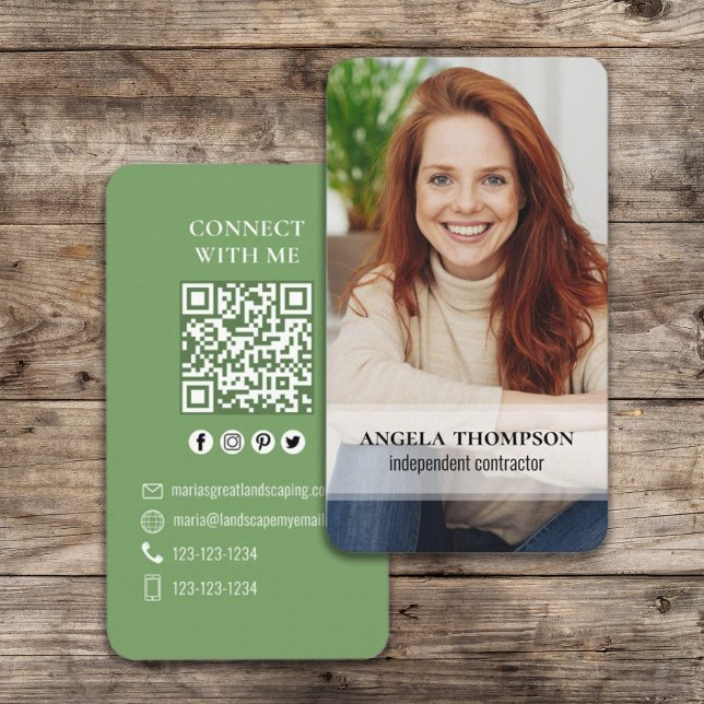 Carte De Visite Me connecter | QR Code Simple Photo Moderne (Créateur téléchargé)