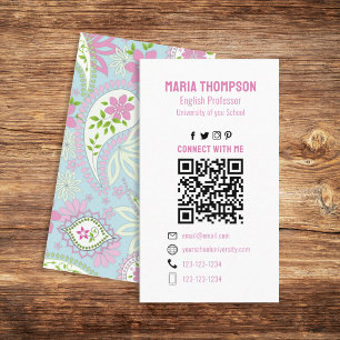 Carte De Visite Me connecter   Social Media QR Code Paisley