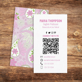 Carte De Visite Me connecter | Social Media QR Code Paisley
