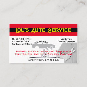 Carte De Visite Mécanicien de voiture Garage professionnel