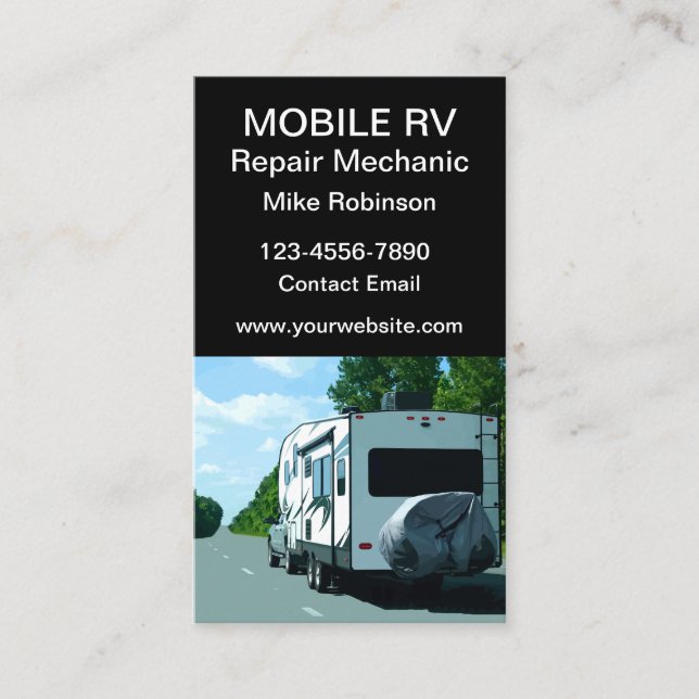 Carte De Visite Mécanique de réparation de camping-car mobile (Devant)