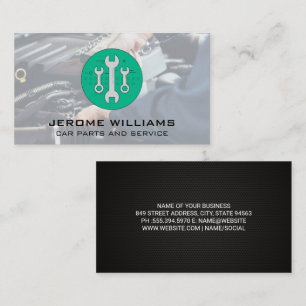 Carte De Visite Mécanique de travail sur moteur avec clé