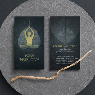 Carte De Visite Médaille de Yoga Black & Gold Foil avec feuille Bo
