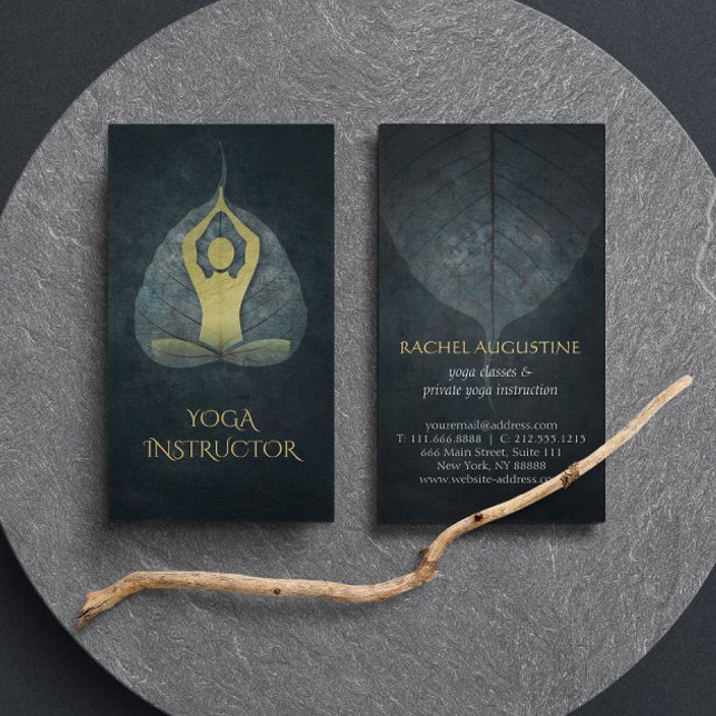 Carte De Visite Médaille de Yoga Black & Gold Foil avec feuille Bo (Créateur téléchargé)