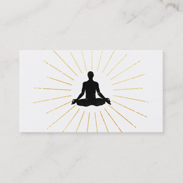 Carte De Visite *~* Médaille Gold Sun Rays Lotus Pose Man (Devant)