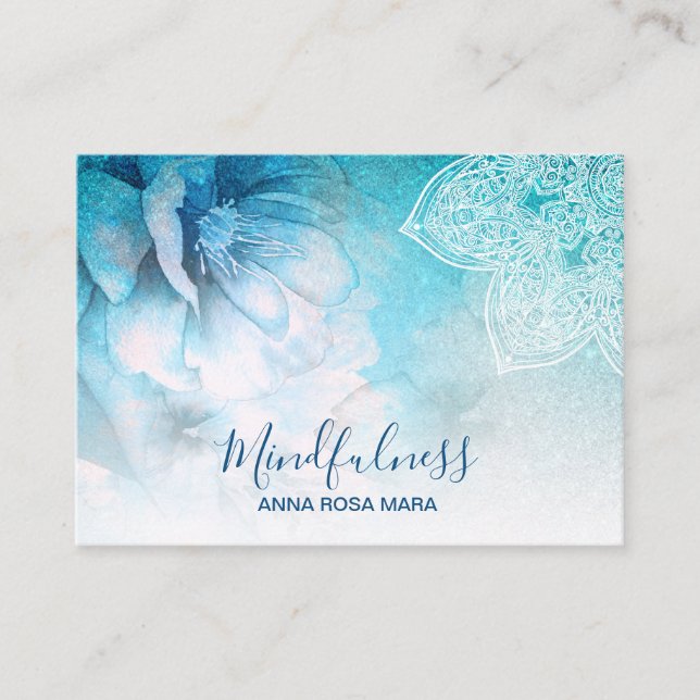 Carte De Visite *~* Médaille Mandala Yoga Reiki Parties scintillan (Devant)