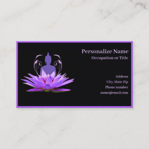Carte De Visite Médaille Zen Buddha Yoga Fleur de lotus violet