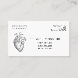 Carte De Visite Médecin cardiologue Cœur anatomique Rendez-vous