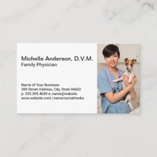 Carte De Visite Médecin de Vétérinaire tenant chien