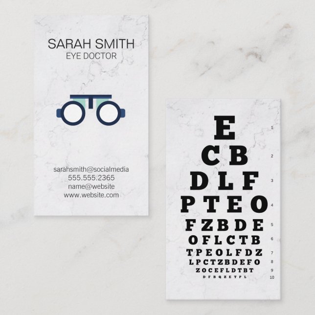 Carte De Visite Médecin des yeux | Examen des yeux | Phoropter (Devant / Derrière)