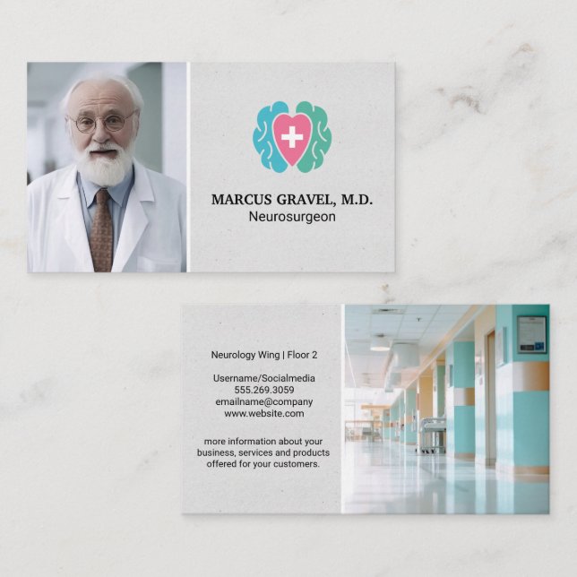 Carte De Visite Médecin Médicale aîné | Hôpital (Devant / Derrière)