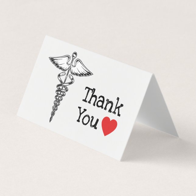 Carte De Visite Médecin Médicale infirmière de coeur Merci (Devant)