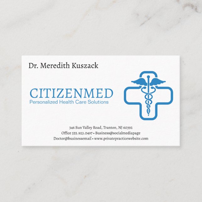 Carte De Visite Médecine | Logo de la clinique hospitalière (Devant)