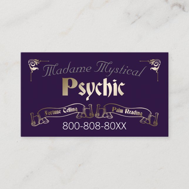Carte De Visite Médecine psychique moyenne talentueuse en or et vi (Devant)